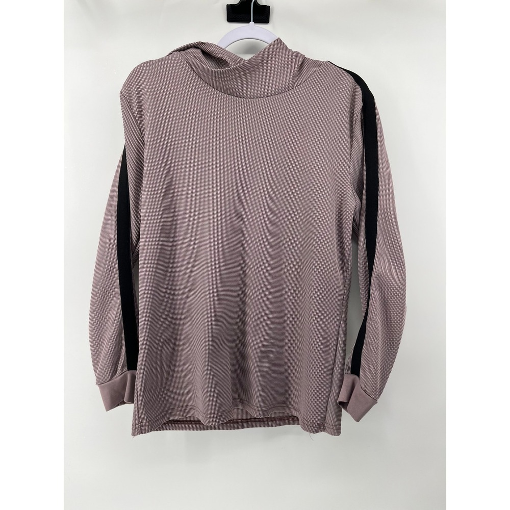 Amongst Others Mens Waffle Knit Hoodie Mauve Black Stripe Sleeve Size M Pullover